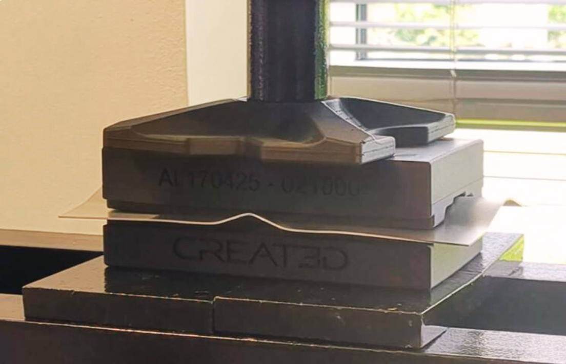 3D printed press tool in use